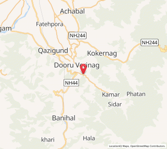 Map of Vernag, Kashmir