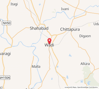 Map of Wadi, Karnataka
