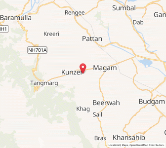 Map of Wussan, Kashmir