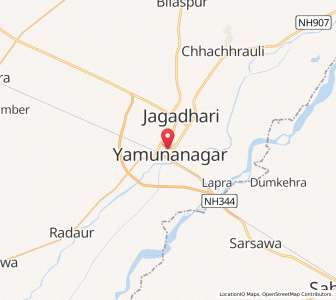 Map of Yamunanagar, Haryana