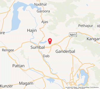 Map of Yengur, Kashmir