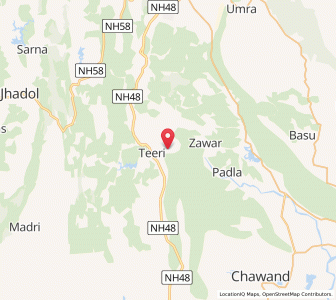 Map of Zawar, Rajasthan