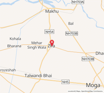Map of Zira, Punjab