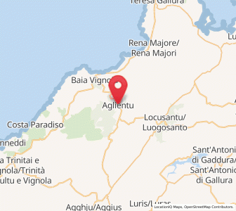 Map of Aglientu, Sardinia