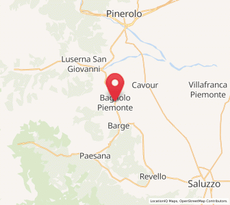 Map of Bagnolo Piemonte, Piedmont