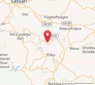 Map of Banari, Sardinia