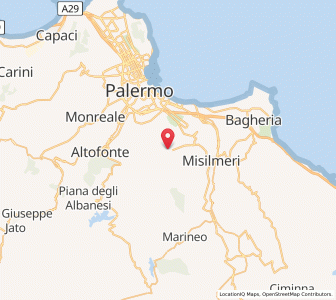 Map of Belmonte Mezzagno, Sicily