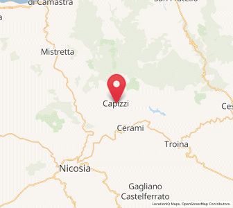 Map of Capizzi, Sicily