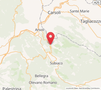 Map of Cervara di Roma, Lazio