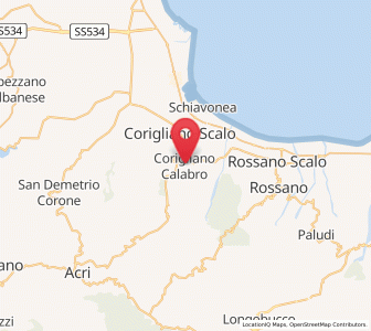 Map of Corigliano Calabro, Calabria