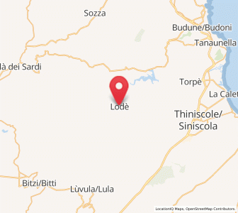 Map of Lodè, Sardinia