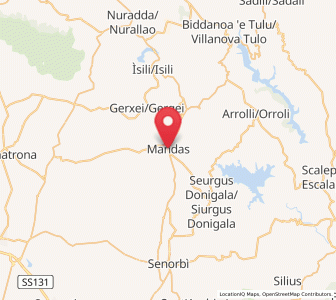 Map of Mandas, Sardinia