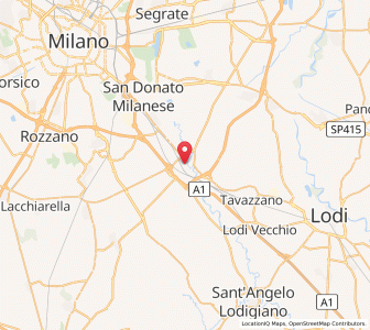 Map of Melegnano, Lombardy