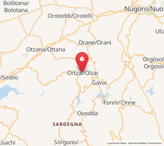 Map of Olzai, Sardinia