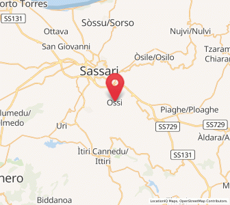 Map of Ossi, Sardinia