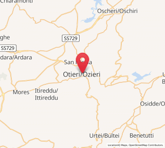 Map of Ozieri, Sardinia