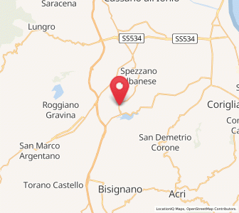 Map of Tarsia, Calabria