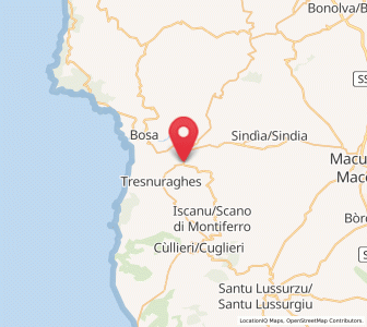 Map of Tinnura, Sardinia