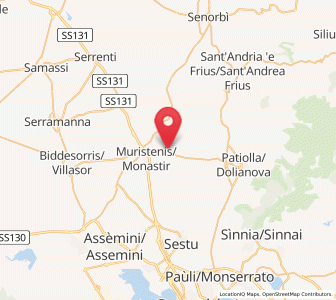 Map of Ussana, Sardinia