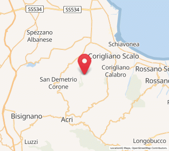 Map of Vaccarizzo Albanese, Calabria