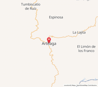 Map of Arteaga, Michoacán