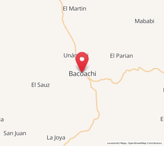 Map of Bacoachi, Sonora