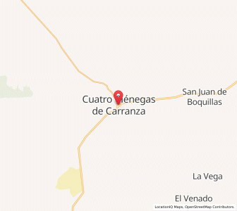Map of Cuatro Ciénegas de Carranza, Coahuila