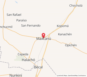 Map of Maxcanú, Yucatán