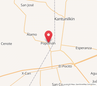 Map of Popolnah, Yucatán