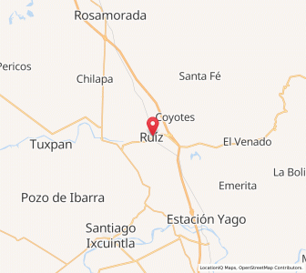 Map of Ruíz, Nayarit