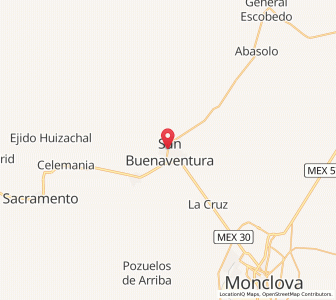 Map of San Buenaventura, Coahuila