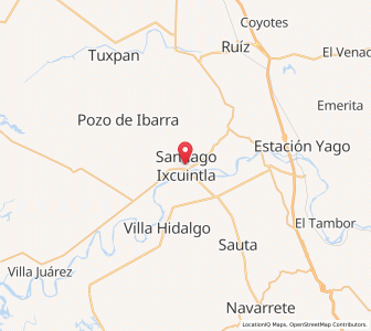 Map of Santiago Ixcuintla, Nayarit