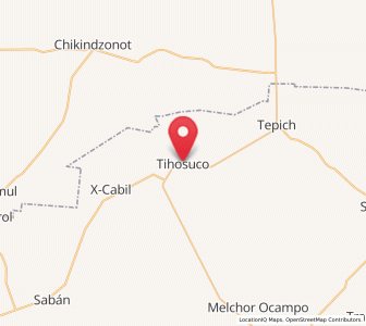 Map of Tihosuco, Quintana Roo