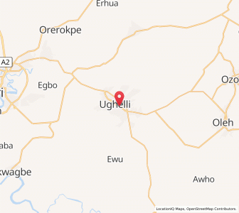 Map of Ughelli, Delta