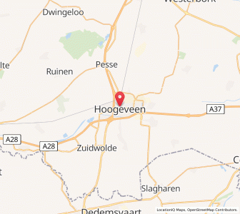 Map of Hoogeveen, Drenthe