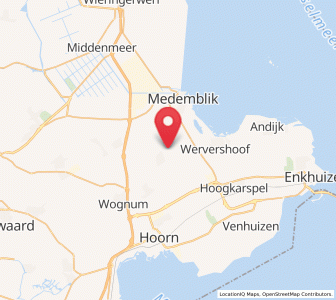 Map of Oostwoud, North Holland