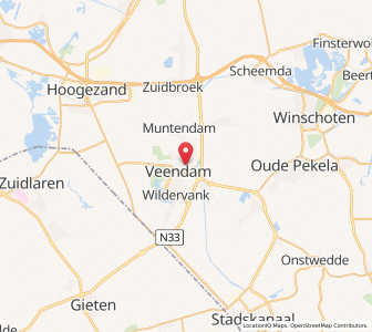 Map of Veendam, Groningen