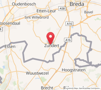 Map of Zundert, North Brabant