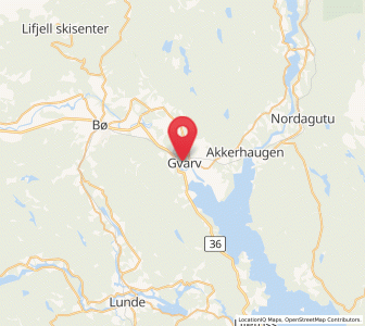 Map of Gvarv, Vestfold og Telemark
