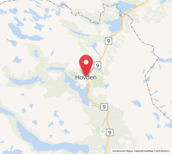Map of Hovden, Agder
