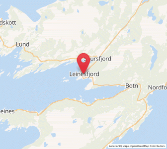 Map of Leinesfjorden, Nordland