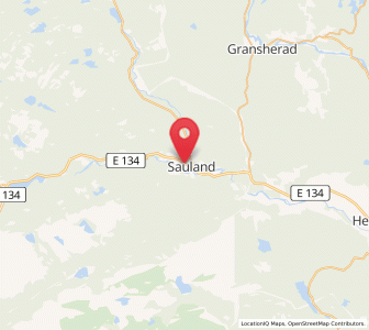 Map of Sauland, Vestfold og Telemark