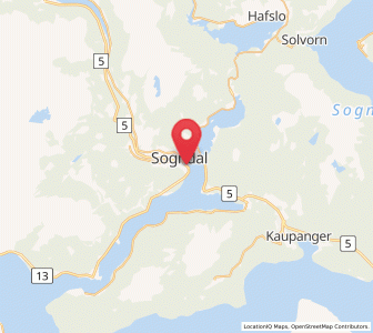 Map of Sogndalsfjøra, Vestland