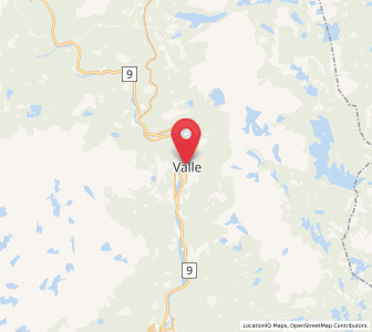 Map of Valle, Agder