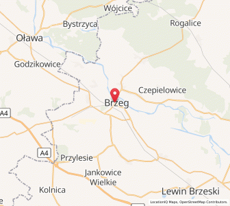 Map of Brzeg, Opole Voivodeship