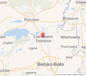 Map of Czechowice-Dziedzice, Silesia