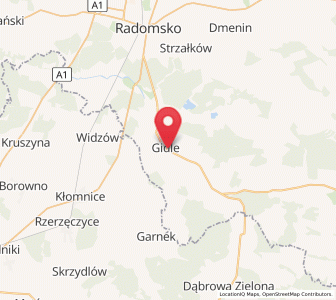 Map of Gidle, Łódź Voivodeship
