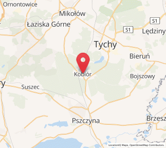 Map of Kobiór, Silesia