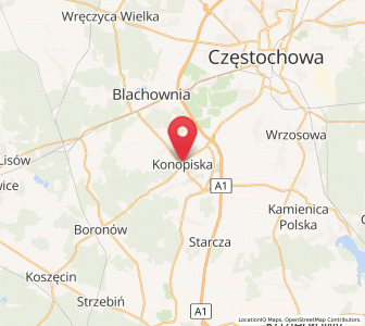 Map of Konopiska, Silesia