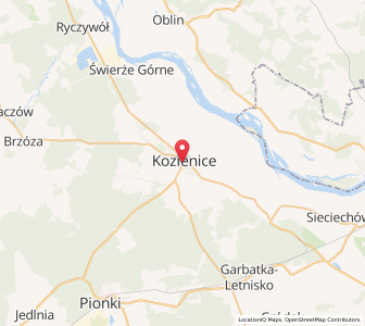 Map of Kozienice, Mazovia